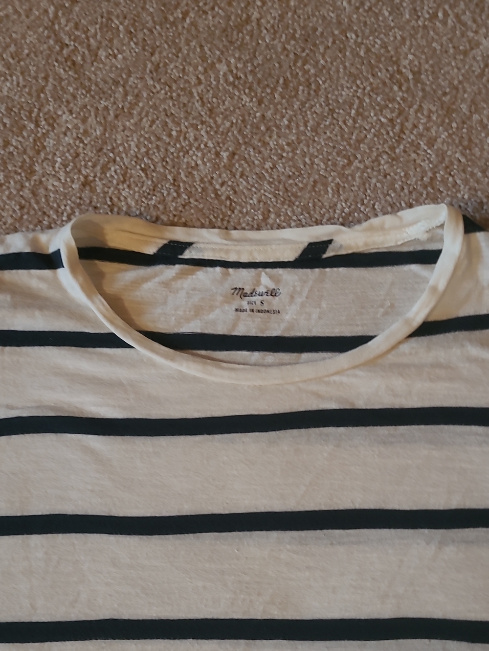 Madewell White Tee with Black Horizontal Stripes